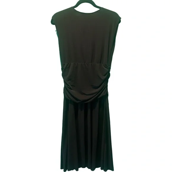 Le Chateau Black Draped Midi Dress - Picture 2 of 8